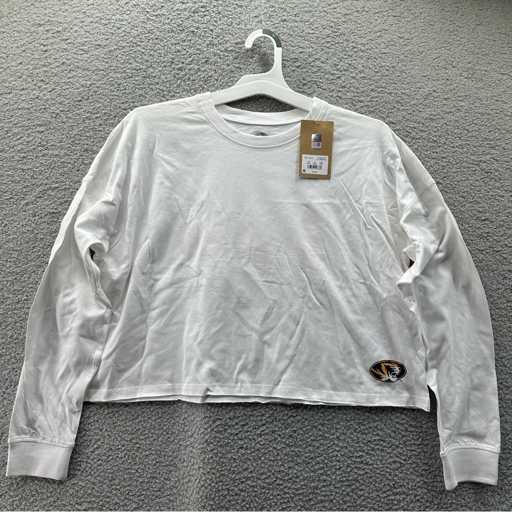 Rivalry Threads Mizzou Tigers White Cropped Long Sleeve Tee Shirt - Picture 2 of 8